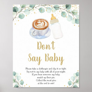 Baby Is Brewing Greenery Don't Say Baby Game Poster