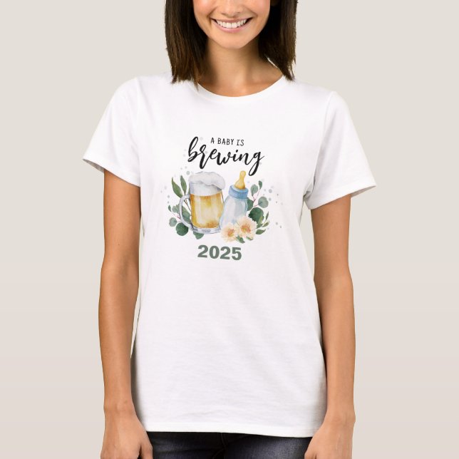 Baby Is Brewing Greenery Shower Women's  T-Shirt (Front)