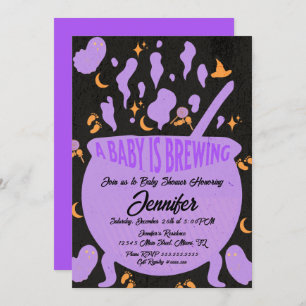Baby is Brewing Groovy Retro Baby Shower  Invitation