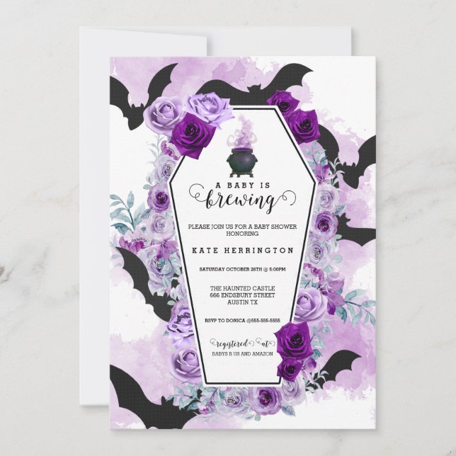 Baby is Brewing Halloween Baby Shower Invitation (Front)