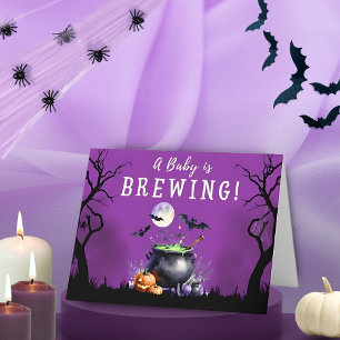 Baby Is Brewing Halloween Baby Shower Thank You Card
