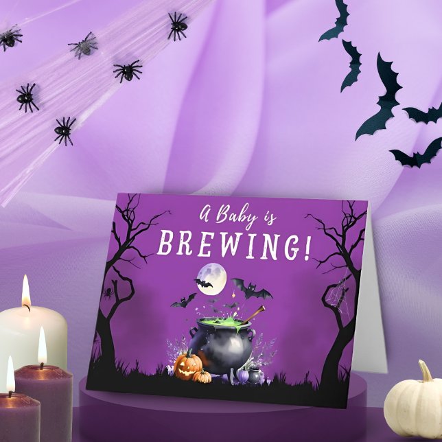 Baby Is Brewing Halloween Baby Shower Thank You Card (Creator Uploaded)