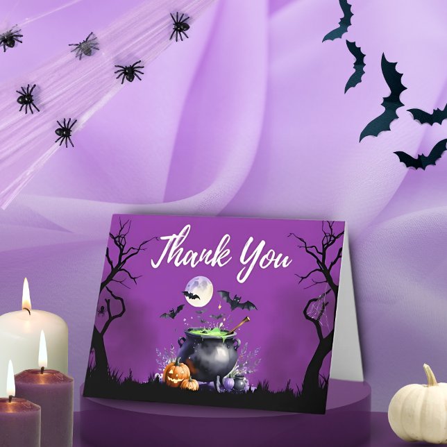 Baby Is Brewing Halloween Baby Shower Thank You Card (Creator Uploaded)