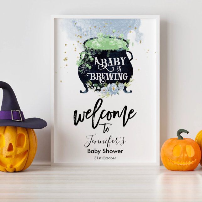 baby is brewing Halloween Baby Shower Welcome Sign (Creator Uploaded)