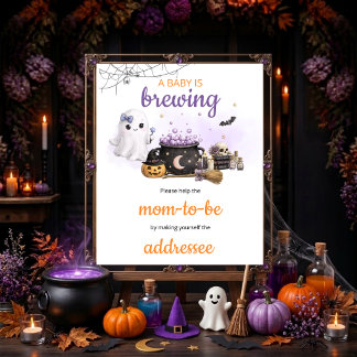 Baby Is Brewing Halloween Envelope Station Sign