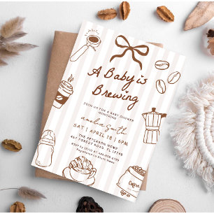 Baby is Brewing Hand Drawn Coffee Baby Shower Invitation