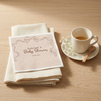 Baby is Brewing Hand Drawn Coffee Baby Shower Napkin