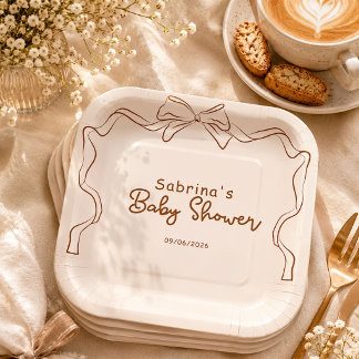 Baby is Brewing Hand Drawn Coffee Baby Shower Paper Plate