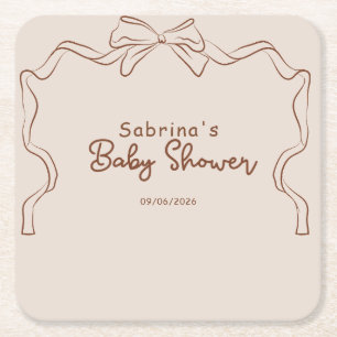 Baby is Brewing Hand Drawn Coffee Baby Shower Square Paper Coaster
