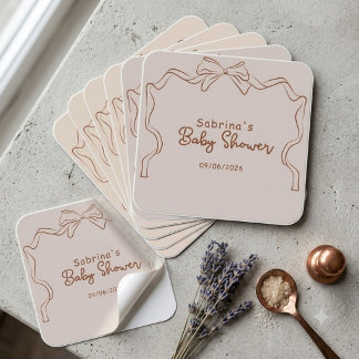 Baby is Brewing Hand Drawn Coffee Baby Shower Square Sticker