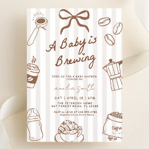 Baby is Brewing Hand Drawn Coffee Shower Invitation