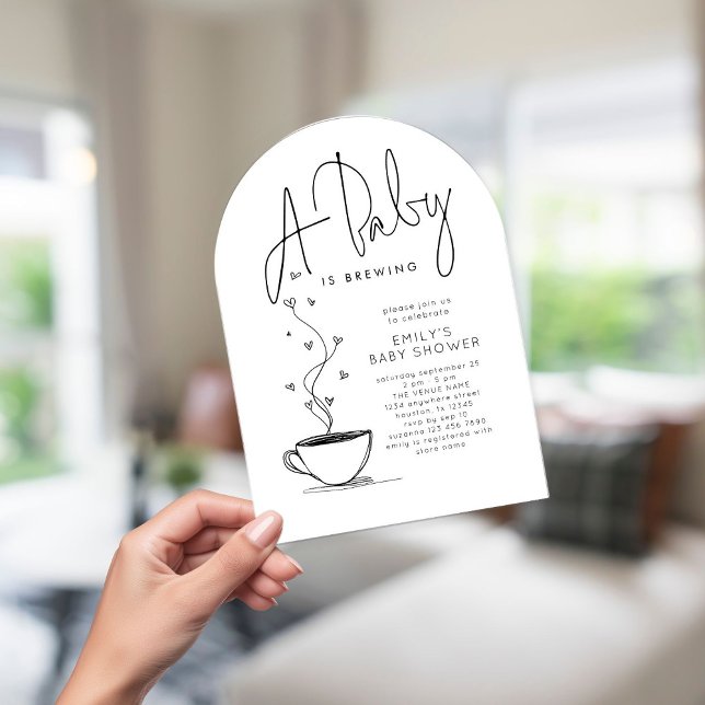 Baby is Brewing Minimalist Coffee Baby Shower  Invitation (Creator Uploaded)