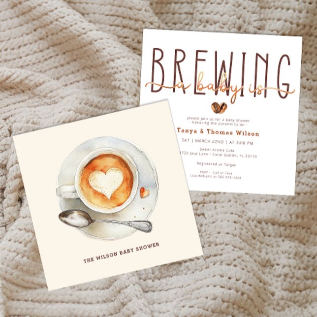 Baby Is Brewing Modern Coffee Baby Shower Invitation (A Baby Is Brewing Invite)