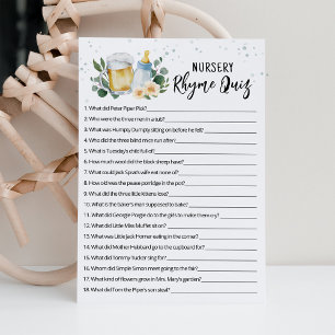 Baby Is Brewing Nursery Rhyme Quiz Game Card
