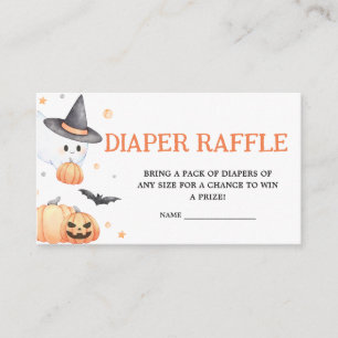 Baby is Brewing Orange Halloween Diaper Raffle Enclosure Card