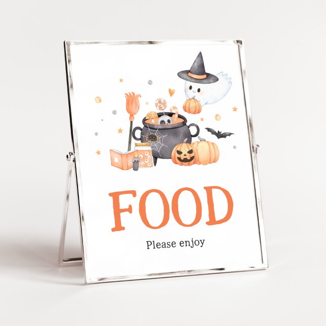 Baby is Brewing Orange Halloween Food Poster (Baby is Brewing Baby Shower Food Sign)