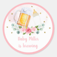 Baby Is Brewing Pink Gold Floral Baby Shower