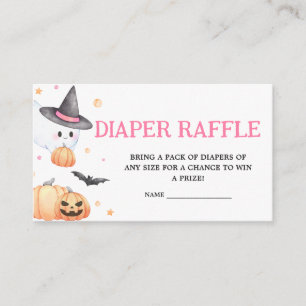 Baby is Brewing Pink Halloween Diaper Raffle Enclosure Card