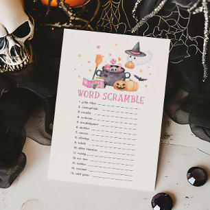 Baby is Brewing Pink Halloween Word Scramble Game