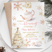 Baby Is Brewing Pink Winter Tea Party Baby Shower