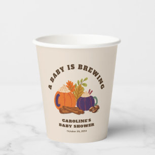 Baby Is Brewing Pumpkin Coffee Fall Baby Shower Paper Cups