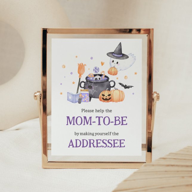 Baby is Brewing Purple Envelope Station Poster (Baby is Brewing Baby Shower Envelope Station Sign)
