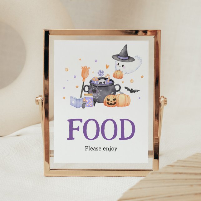 Baby is Brewing Purple Halloween Food Poster (Baby is Brewing Baby Shower Food Sign)