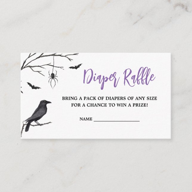 Baby is Brewing Purple Witch Baby Diaper Raffle Enclosure Card (Front)