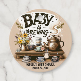 Baby is Brewing Rustic Tea Kettle Peach Shower Favour Tags