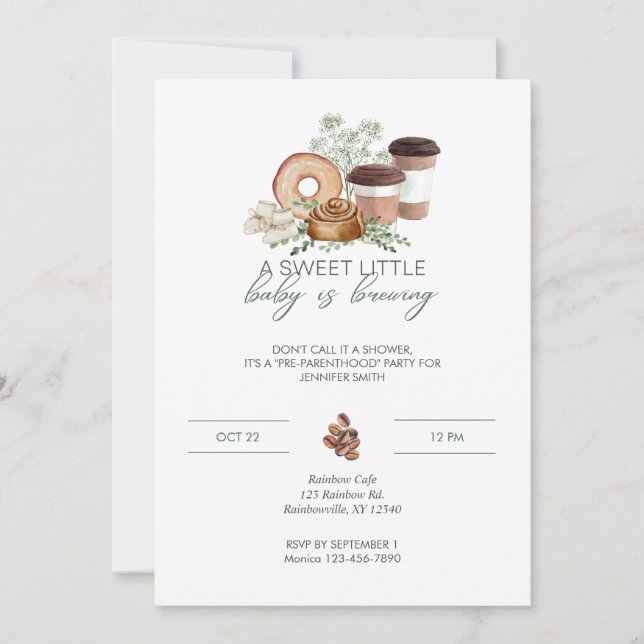 Baby is Brewing - Sage Green Invitation (Front)