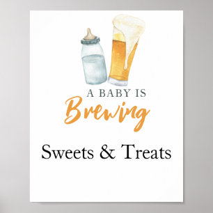 Baby is brewing Sweets and treats baby shower Poster
