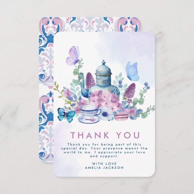 Baby is Brewing Tea party Baby shower  Thank You Card (Front/Back)
