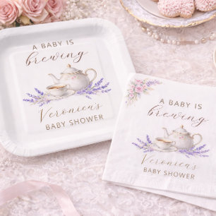 Baby is Brewing Tea Party Paper Plate