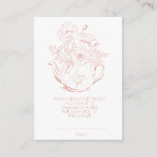 Baby is Brewing Vintage Pink Floral Diaper Raffle Enclosure Card