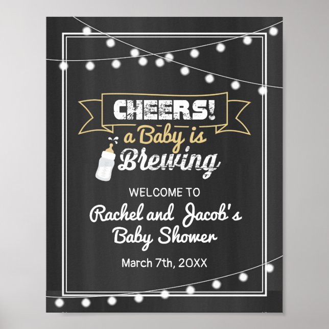 Baby is Brewing Welcome Shower Sign on Chalkboard (Front)