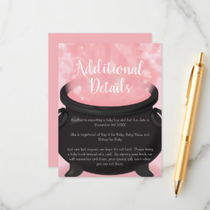 Baby is Brewing Witch Shower Gothic Pink Girl Enclosure Card