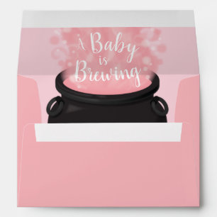 Baby is Brewing Witch Shower Gothic Pink Girl Envelope
