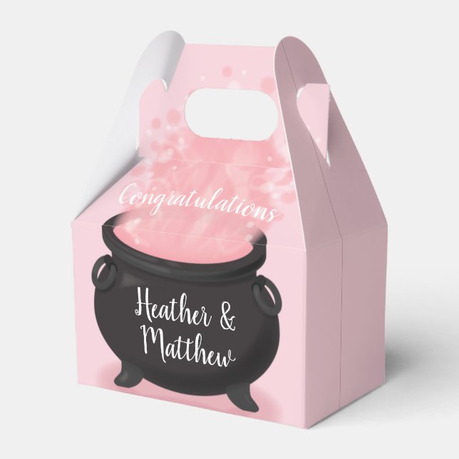 Baby is Brewing Witch Shower Gothic Pink Girl Favour Box (Front Side)