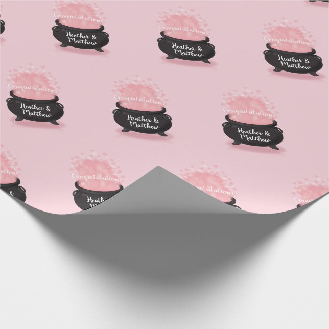 Baby is Brewing Witch Shower Gothic Pink Girl Wrapping Paper (Corner)