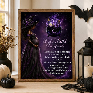 Baby Is Brewing Witch Shower Late Night Diaper Poster