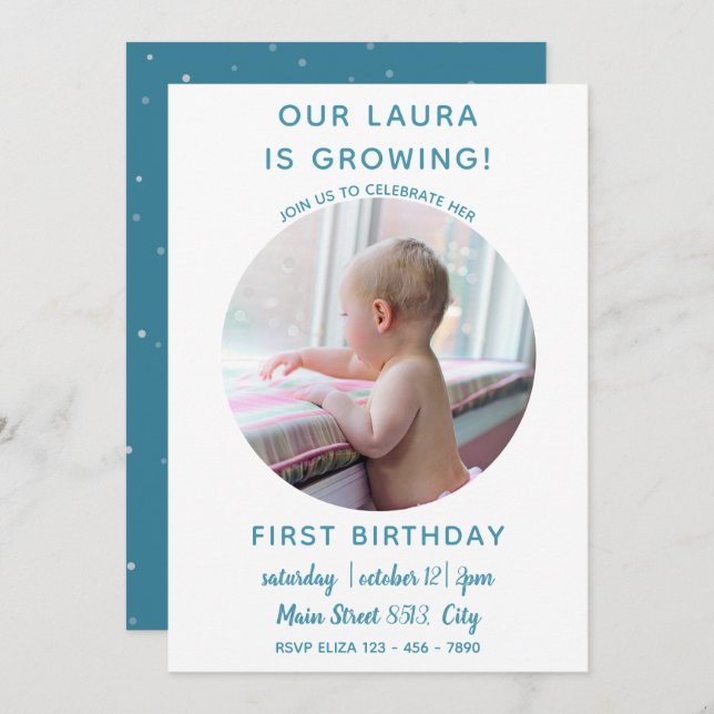 Baby is Growing - Simple Photo Invitation (Front/Back)