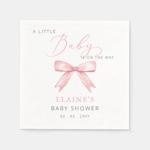 Baby Is on the WAY Pink Bow Girl Baby Shower Napkin