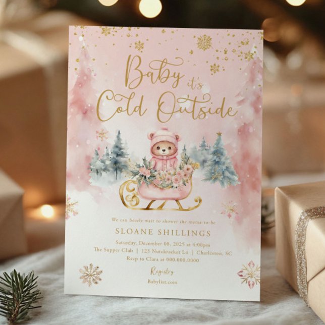 Baby It’s Cold Outside Christmas Bear Baby Shower Invitation (Creator Uploaded)