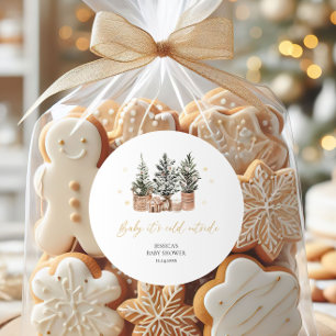 Baby It’s Cold Outside Christmas Trees Baby Shower Classic Round Sticker