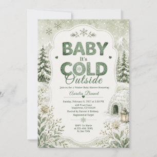 Baby It’s Cold Outside Green Winter Baby Shower Invitation