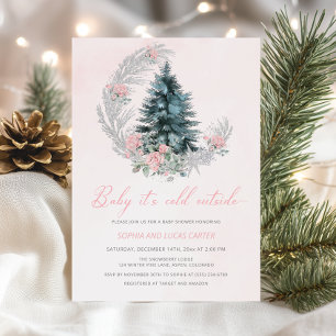 Baby it’s Cold Outside Pink Winter Baby Shower Invitation