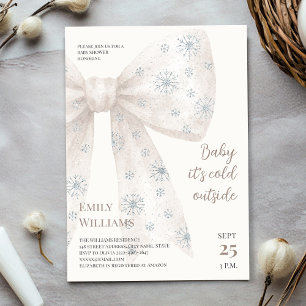 Baby it’s cold outside white bow Baby Shower Invitation