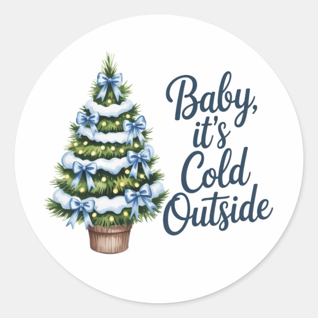 Baby, It’s Cold Outside Winter Boy Baby Shower Classic Round Sticker (Front)