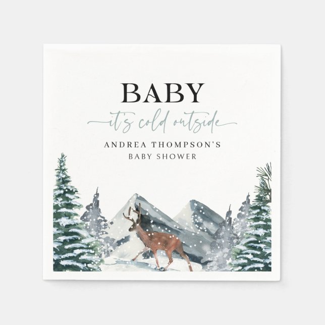 Baby It’s Cold Outside Winter Forest Baby Shower Napkin (Front)