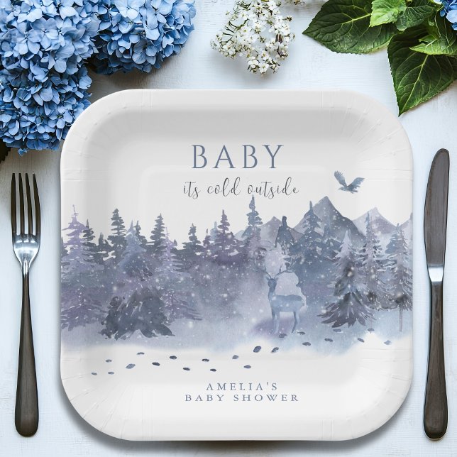 Baby It’s Cold Outside Winter Forest Baby Shower  Paper Plate (Creator Uploaded)
